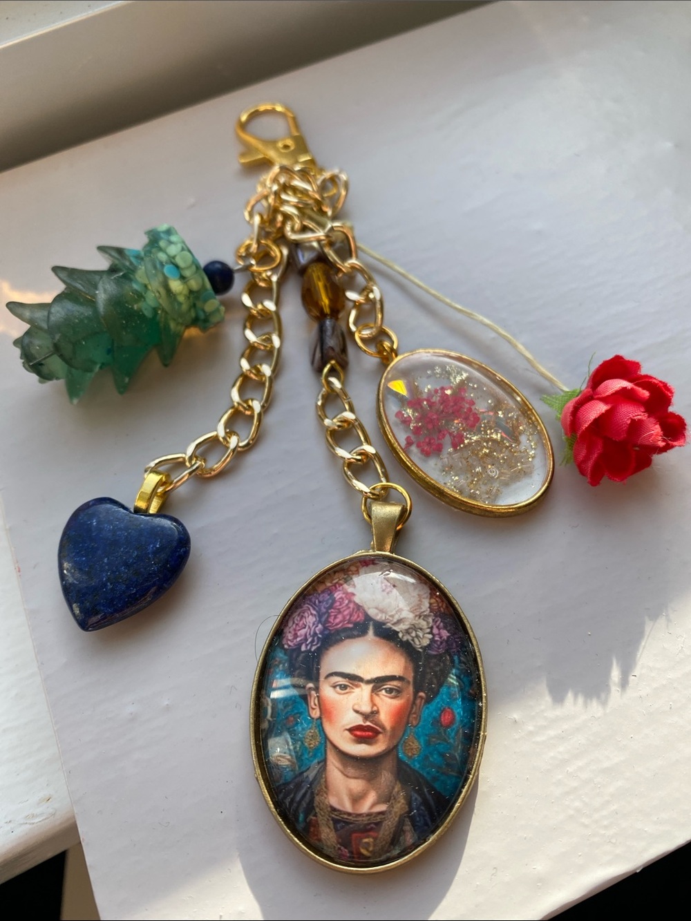 Frida Kahlo Bag Charm Key Ring Unique Mexican Art Purse Charm for Handbag Coach - Picture 3 of 7